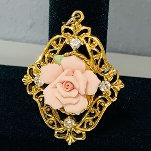Vintage Victorian Crystal and Rose Gold Pendant